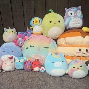 Squishmallow LOT Rabbit, Whale, Unicorn, Apple, Narwhal plus extras